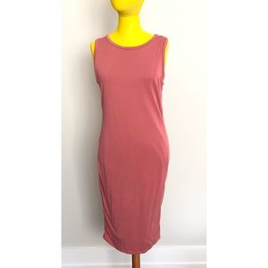 Dusty Rose Midi Jersey Sleeveless Dress